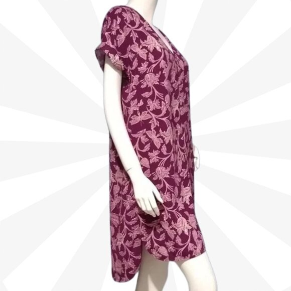 A.n.d Eawy Asymmetric V Neck Floral Knee Length Pullover Shift Knit Dress Size S - Picture 3 of 6